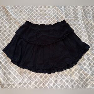 Aeropostale Black Tiered Lace-Trimmed Mini Skirt Size Medium